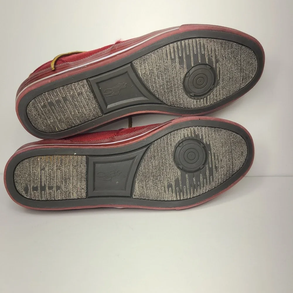 Polo Ralph Lauren Vaughn Shoes Mens 10.5 D Red Canvas Leather Low Top Sneakers